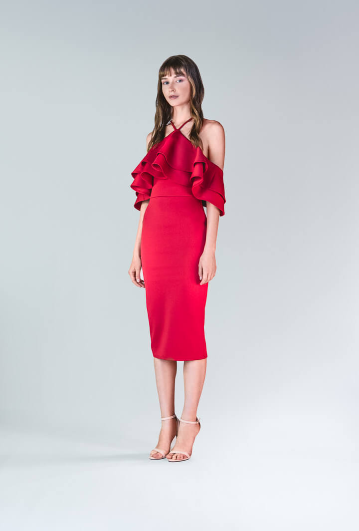 Красное платье с воланами Asos